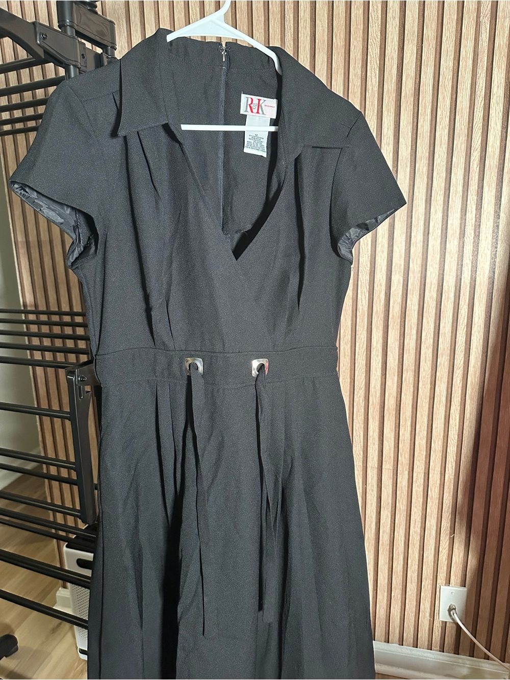Black Short-Sleeve Fit & Flare Dress